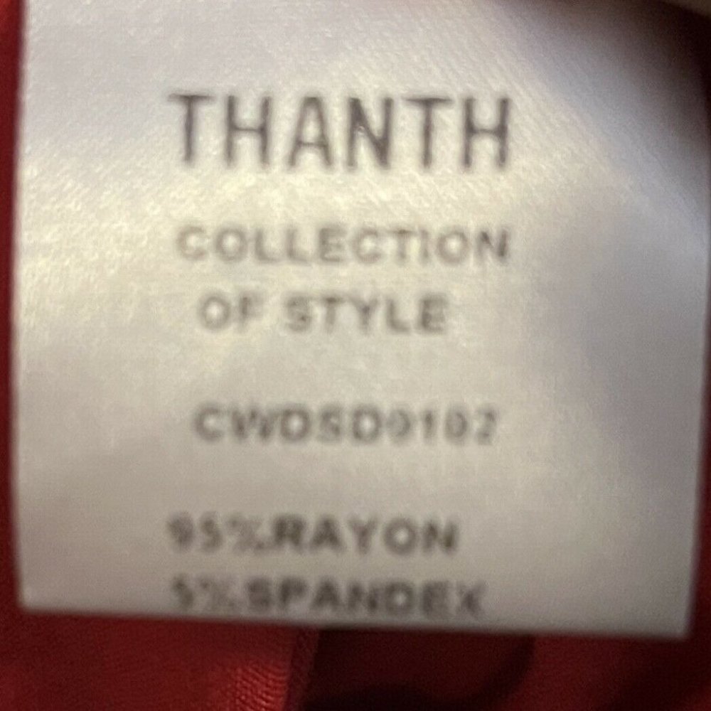 Thanth Womens Red Solid Long Sleeves V Neck Ruched Sheath Dress Size Large - Picture 5 of 5